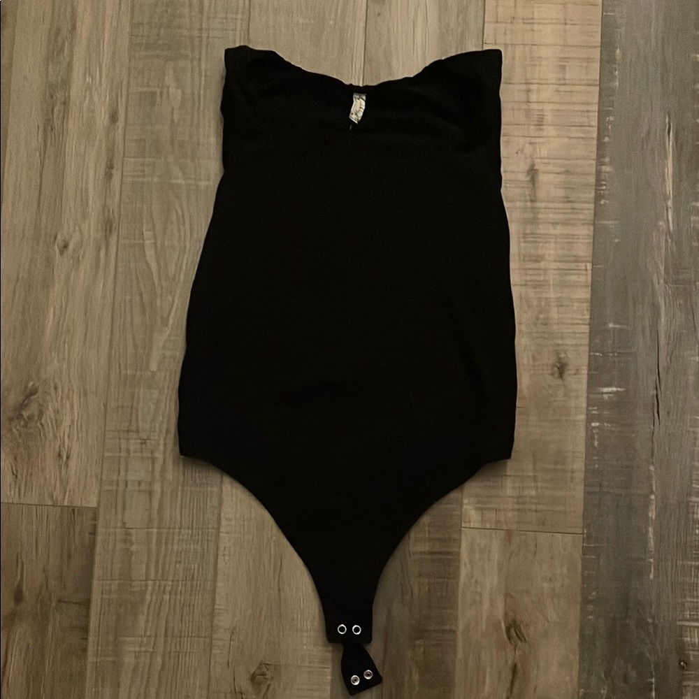 Free People Black square neck Bodysuit